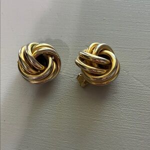 Erwin Pearl vintage gold knot earrings
